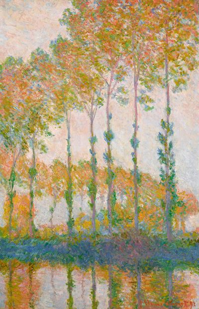 Claude Monet, Peupliers au bord de l'Epte, automne (1891). Oil on canvas. 39 3/8 x 25 5/8 in.