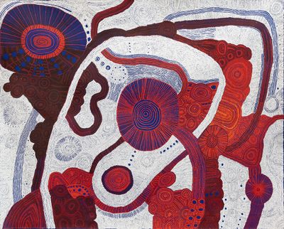 Betty Kuntiwa Pumani, Antara (2021). Synthetic polymer paint on linen. 200 x 250 cm.