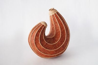 Terrol Dew Johnson, Form Over Function (2014). Wood, bear grass, sinew. 18 x 6 x 15 inches.