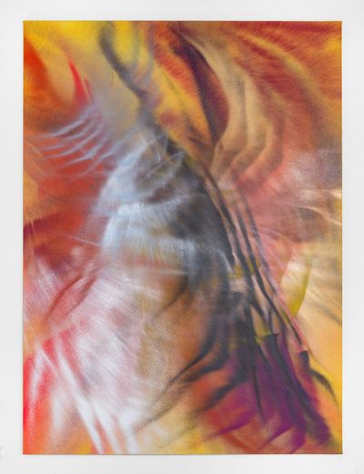 Andrea Marie Breiling, Burn A Sunset (2022). Spray paint on canvas, 172.7 x 233.7 cm. © Andrea Marie Breiling.