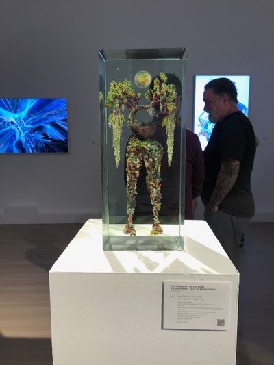 Dustin Yellin, Pscyhoprogeny - Mother Tree (2022) at Christie's Cartography of the Mind: A Curated NFT Sale to Benefit Maps. Photo: Sam Gaskin.
