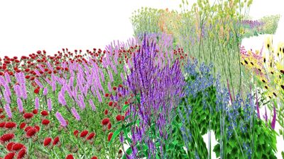Alexandra Daisy Ginsberg, Pollinator Pathmaker (2022). Digital rendering of Serpentine Edition Garden 3 (detail).