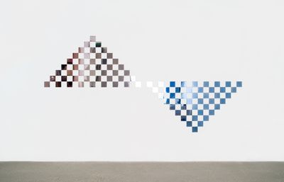 Rana Begum, No. 1107 Tiles (2021). Paint on mirror finish stainless steel. 170 x 350 x 0.1 cm.