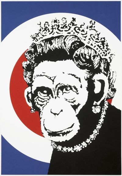 Banksy, Monkey Queen (2003). Screen print. 50 x 35 cm.