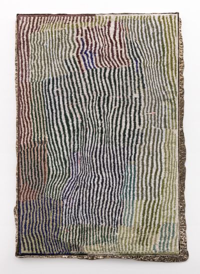 Teelah George, A Manuscript (2022). Thread, linen, bronze. 191 x 135 cm.