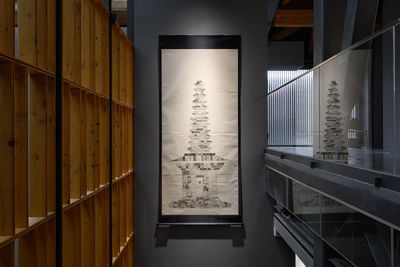 Park Jinwoo, Ink Stick Pagoda (2022). Ink on paper.