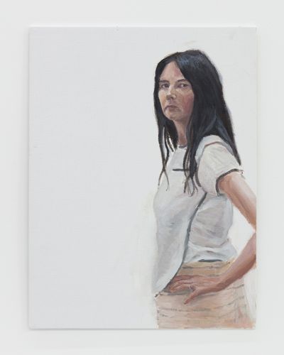 Gillian Wearing, Untitled (lockdown portrait) (2020). Oil on board. 40.5 x 30.5 cm.