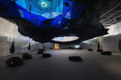 Jaffa Lam, Blue Heaven (2012–13). Recycled umbrella fabrics.