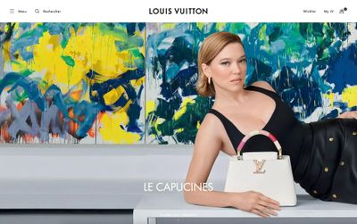 The New York Times published this screenshot of the Louis Vuitton website that shows actress Léa Seydoux posing with a handbag in front of Joan Mitchell's La Grande Vallée XIV (For A Little While) (1983).