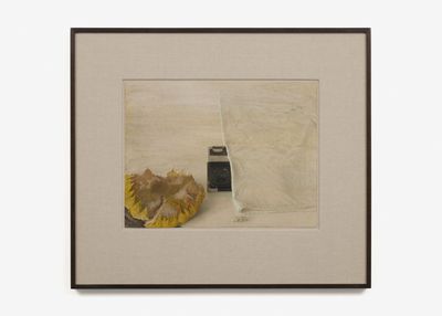 Graham Little Untitled (Sunflower Head) 2022 gouache on paper, linen, framed 68,5 x 79,5 cm. Photo: Alice Pallot.