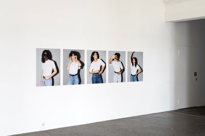Alexandra Bachzetsis, Perfect (2022). Suite of five archival pigment prints. 90 x 60 cm each. Install view.