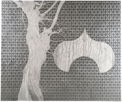 Praneet Soi, Overlapping Landscapes or Skin (2023). Silverpoint, acrylic and gel on canvas. 250 x 300 cm.