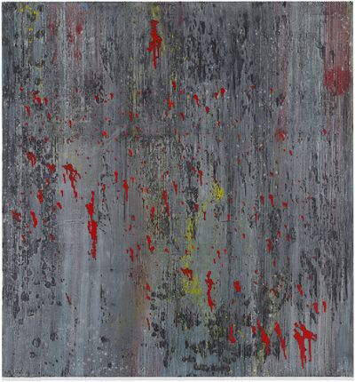 Jacqueline Humphries, 😪😣😥 JH753 (2023). Oil on linen. 243.8 x 228.6 cm.