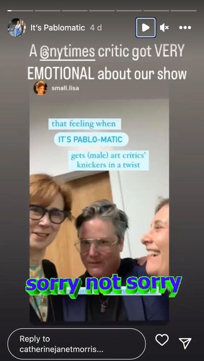 Catherine Morris shared fellow Brooklyn Museum curator Lisa Small's response to criticisms of It's Pablo-matic on Instagram.