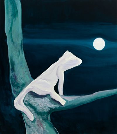 Paolo Salvador, Conversaba con la Luna (2022). Oil on linen. 170 x 150 cm.