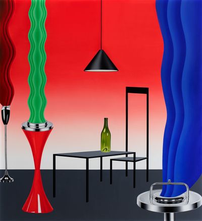 Rafa Silvares, The Bar (2023). Oil and acrylic on canvas. 230 x 210 cm.