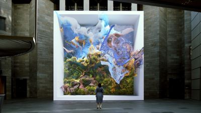 Refik Anadol, Quantum memories (2020). Digital installation. Exhibition view: National Gallery of Victoria. Photo: Tom Ross.