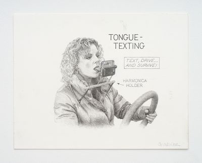 Pippa Garner, Tongue-Texting, n.d. Pencil on paper. 22.9 x 29.2 cm.