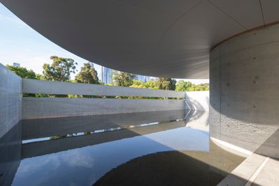 Interior of MPavilion 10, designed by Tadao Ando, located in the Queen Victoria Gardens in Melbourne.