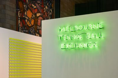 David Shrigley, Melbourne Tennis Ball Exchange (2023). Exhibition view: Triennial EXTRA, NGV International, Melbourne (19–28 January 2024).