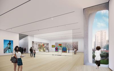 Rendering of a future gallery in the expanded Broad, featuring artworks from the Broad collection. © Diller Scofidio + Renfro (DS+R).