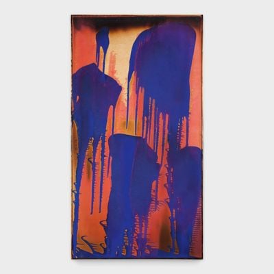 Yves Klein, Untitled Coloured Fire Painting (1961—62). Dry pigments and synthetic resin burnt on cardboard mounted on panel, 137 x 74cm. © The Estate of Yves Klein, Artists Rights Society (ARS), New York ADAGP, Paris.