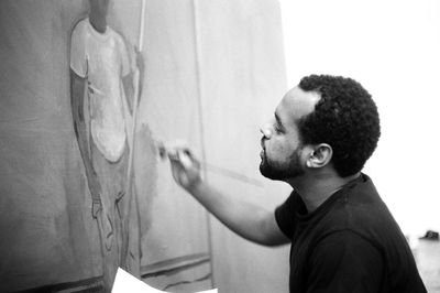 Noah Davis at work, Los Angeles (2009).