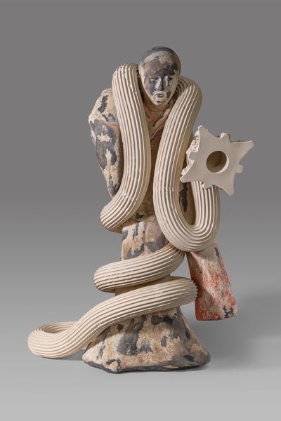 XU ZHEN®, Alien 3 - Roman column, Western Han Tomb Pottery Female Dancer (2023). Mineral composites, mineral pigments, stainless steel. 190 x 169 x 250 cm.