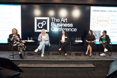 Hire & Inspire: Employment in Today’s Art World at The Art Business Conference 2023 in London. Rosie Allan seated second from left.