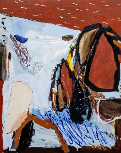 Zoe Grey, The Shape of Rock (2024). Acrylic and oil on canvas. 153 x 122 cm.