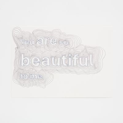 Sonia Boyce: You are so beautiful to me (2024). 21 x 30 cm. Carbon transfer and ballpoint pen on paper.