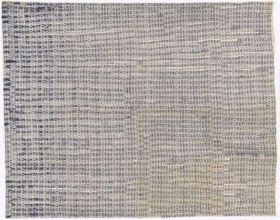 Ruth Asawa, Untitled (BMC.145, BMC Laundry Stamp) (c. 1948–49). Stamped ink on fabric sheeting. 36 3/4 × 45 1/2″ (93.3 x 115.6 cm). The Museum of Modern Art, New York, Acquired through the generosity of Joshua and Filipa Fink, 2018.