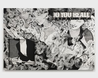 Anna Park, Bewitched (2024). Charcoal, ink, paint, foam, paper mounted on panel. 96 x 70 x 4 1/4 inches (each).