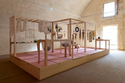 Gabrielle Manglou, Amarrer à l’ombre (Mooring in the shade). Exhibition view: Marine Museum, Port-Louis (2020).
