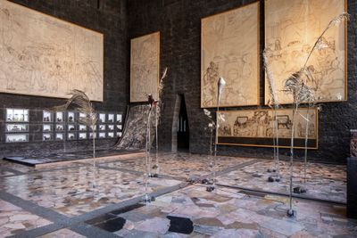 Exhibition view: Paloma Contreras Lomas and Carolina Fusilier, ¿Cómo se escribe muerte al sur?, Museo Anahucalli, Mexico City (4 February–8 June 2025).