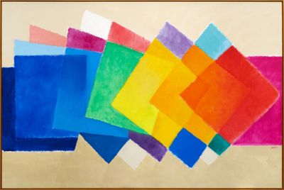 Heinz Mack, Untitled (Chromatic Constellation) (2022). Acrylic on canvas. 208 x 314 cm (unframed); 212 x 318 x 4 cm (framed).