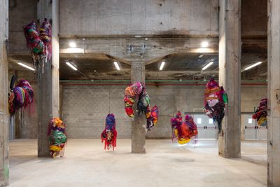 Nnena Kalu, Hanging Sculpture 1 to 10. Exhibition view: Manifesta 15, Barcelona (8 September–24 November 2024).