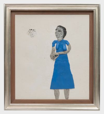 David Lynch, Woman with Small Dead Bird (2018). Mixed-media painting. 106 × 106 cm.