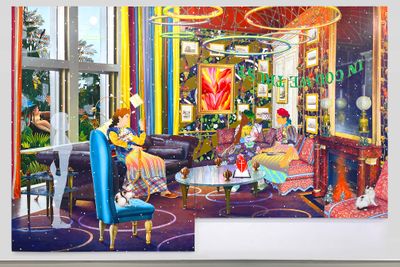 Tomokazu Matsuyama, Come Away With Me (2024). Acrylic and mixed media on canvas. 279 x 427 cm.