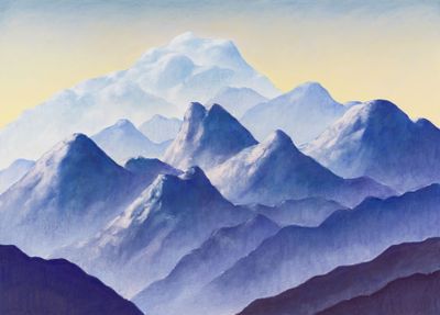 Nicolas Party, Mountains (2023). Soft pastel on linen. 220 x 160 x 3.8 cm. © Nicolas Party.