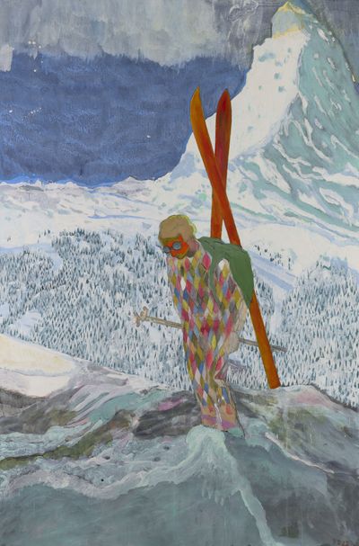 Peter Doig, Alpinist (2022). Pigment on linen. 295 x 195 cm. © Peter Doig.