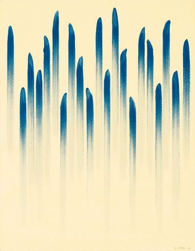 李禹焕，《来自线 80046》（From Line 80046），1980。帆布油画，116.8×91cm。图片提供：阿拉里奥画廊。