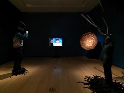 From left to right: Minouk Lim, L'homme à la caméra (2015); It's a Name I Gave Myself (2018); Parabolic Satellite (2015); Hydra