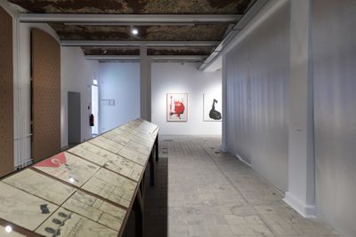 Zehra Doğan, 'Xêzên Dizî' (The Hidden Drawings) (2018–2020). Charcoal pencil and marker pen on letter papers that were sent to the artist by a friend. Exhibition view: The Crack Begins Within, 11th Berlin Biennale, KW Institute for Contemporary Art, Berlin (5 September–1 November 2020).