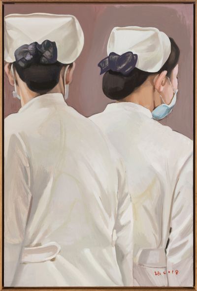 Zhang Hui, Just Like in the Mirror 2 (2018). Oil on Canvas. 120.5 x 80 cm.