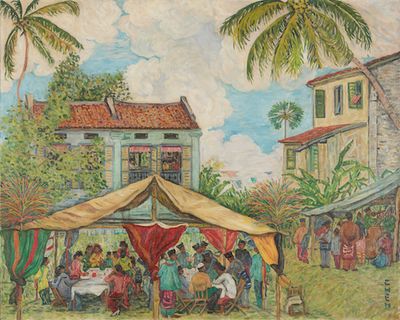 Georgette Chen, Malay Wedding (1962). Oil on canvas. 65 x 81 cm. Collection of National Museum of Singapore.
