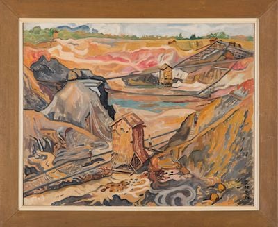 Georgette Chen, Tin Mine (Ipoh) (c. 1953). Oil on canvas. 65 x 81 cm. Gift of Lee Foundation. Collection of National Gallery Singapore.