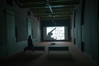 John Akomfrah, Expeditions 1: Signs of Empire (1983). Exhibition view: between the sun and the moon, Lahore Biennale, Tollinton Market, Lahore (26 January–29 February 2020). Courtesy Lahore Biennale Foundation.