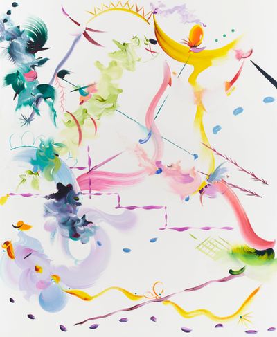 Fiona Rae, Abstract 1 (2019). Oil and acrylic on canvas. 213.4 x 175.3 x 5.5 cm.