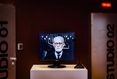 Exhibition view: Simulation of Sigmund Freud, steirischer herbst '20: Paranoia TV, Paranoia TV Headquarters, Graz (24 September–18 October 2020).